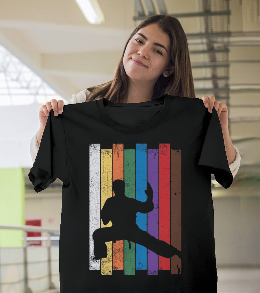 Karate Belt Colors Silhouette Martial Arts Pose T-Shirt