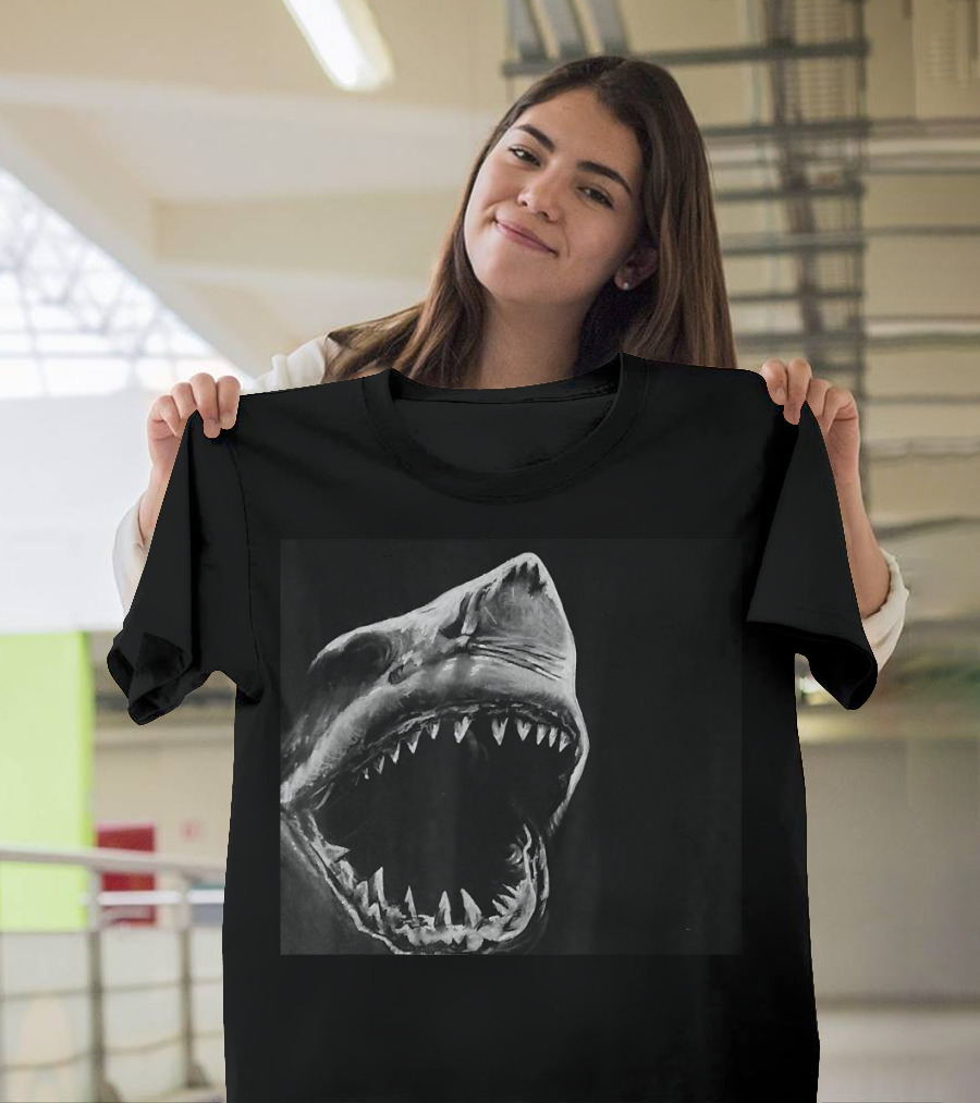 Great White Shark Hand Drawn Fierce Open Jaws T-Shirt