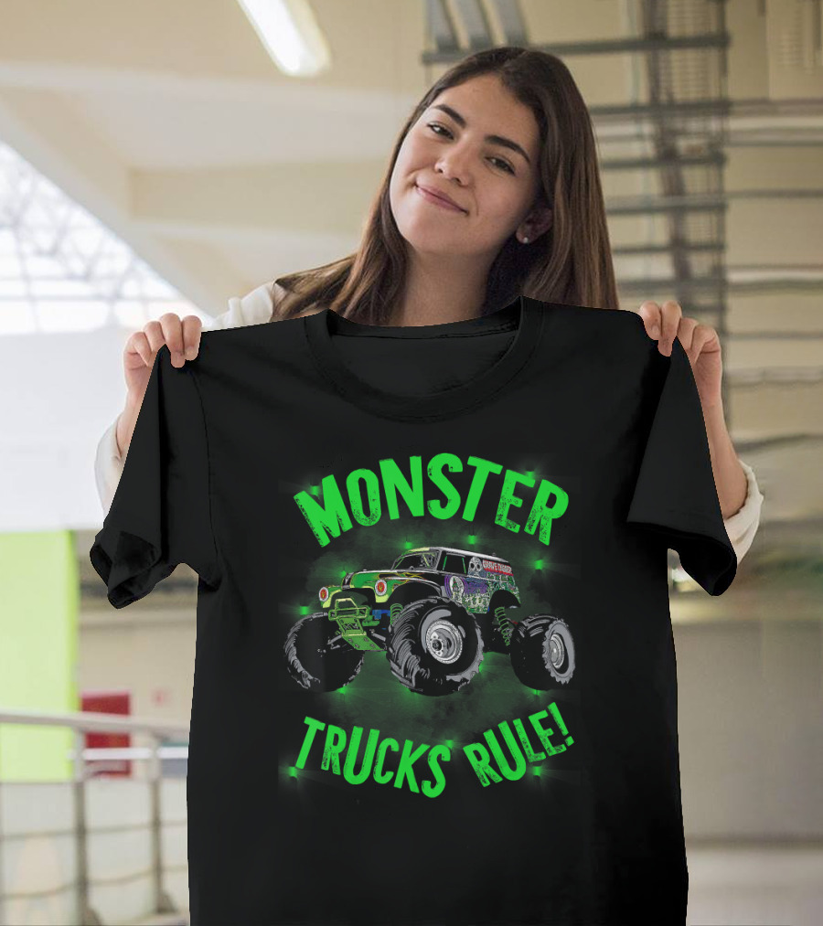 Monster Trucks Rule Green Monster Beast T-Shirt