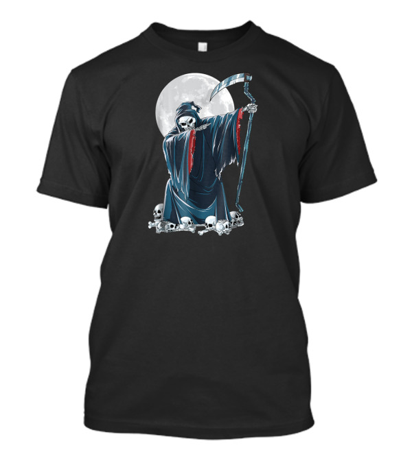 Grim Reaper Skeleton Dabbing Moon Scene T-Shirt