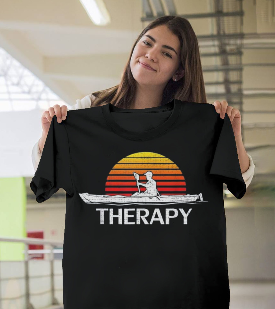 THERAPY Kayak Sunset Paddling I Love Kayaking T-Shirt