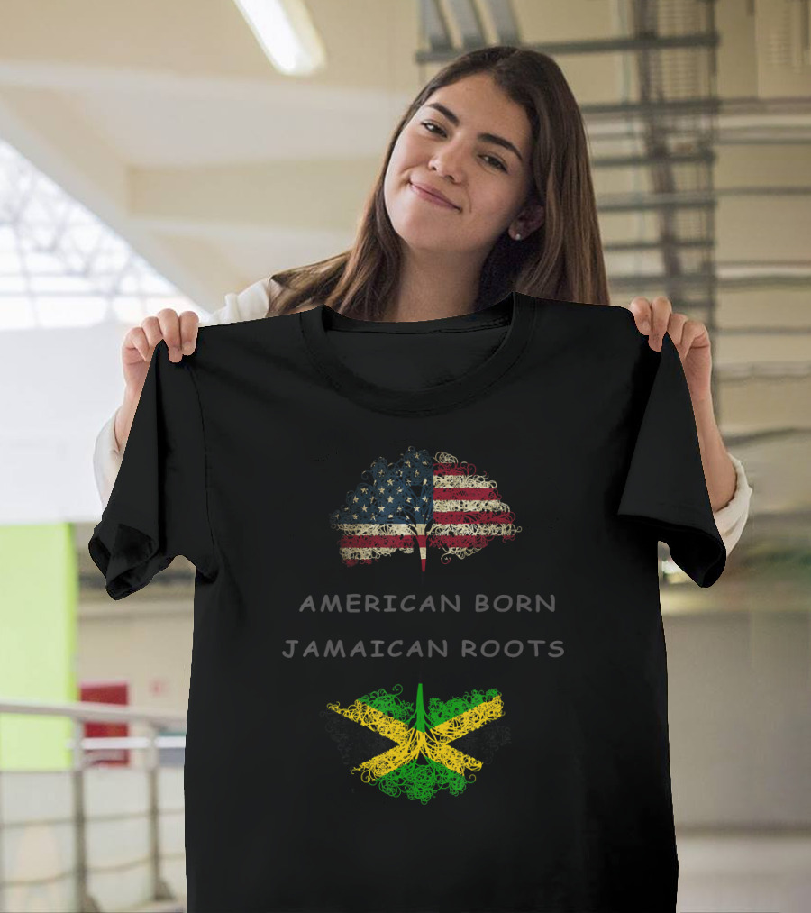 American Born Jamaican Roots Flag Tree Symbolism T-Shirt
