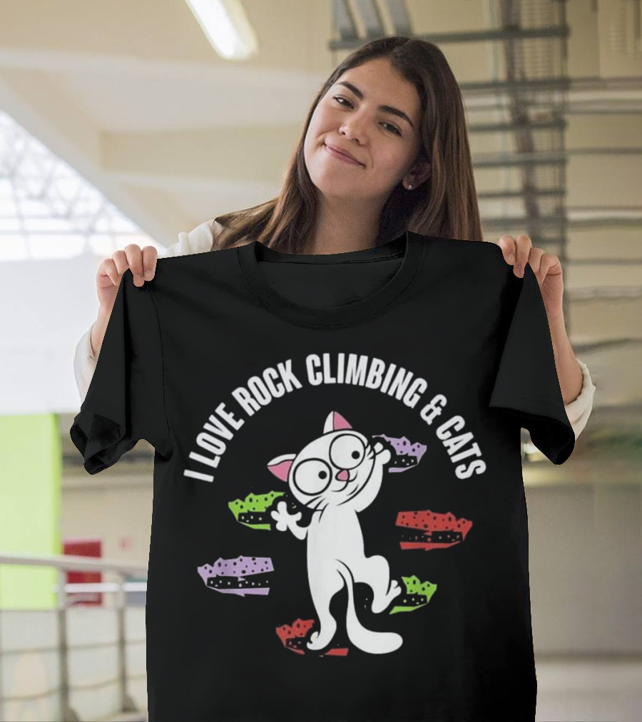 I Love Rock Climbing And Cats T-Shirt