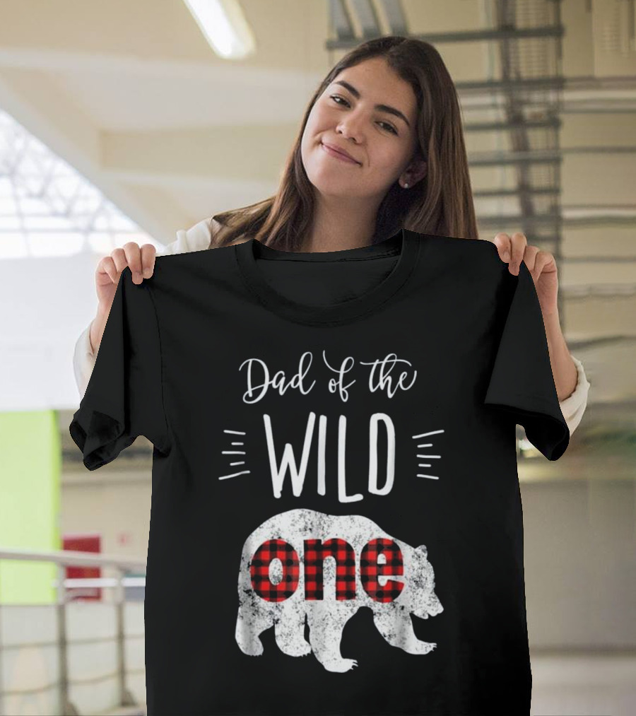 Dad of the Wild One Bear Plaid Lum T-Shirt