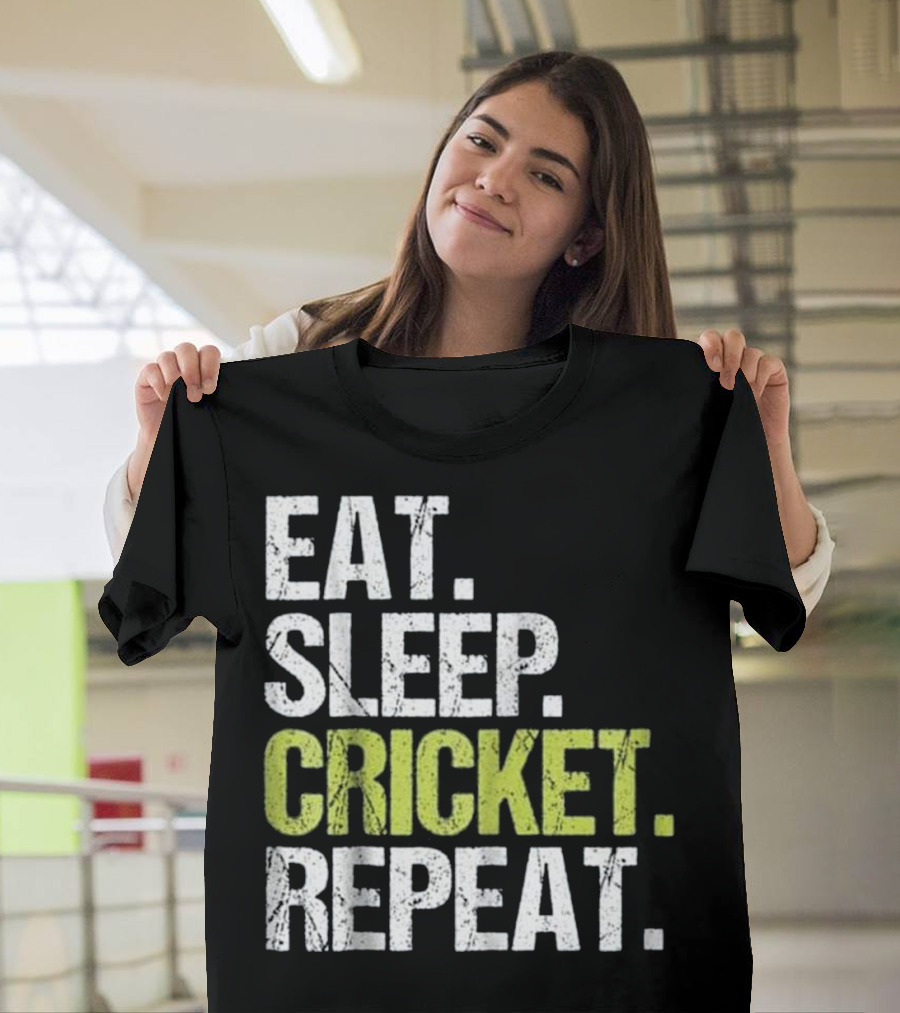 Eat Sleep Cricket Repeat Sport Fan Chri Enthusiast Lifestyle T-Shirt