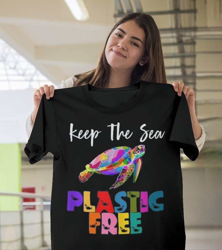 Keep The Sea Plastic Free Colorful Turtle T-Shirt