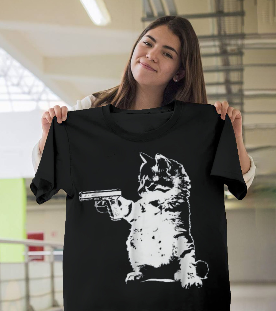 Gun Kitty Funny Cat with Gun T-Shirt