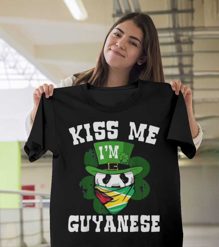 Kiss Me I'm Guyanese Flag Bandana Leprechaun T-Shirt