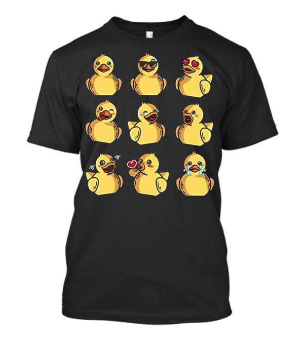 Rubber Ducky Emojis Cool Duck Faces With Heart Eyes And Tears T-Shirt