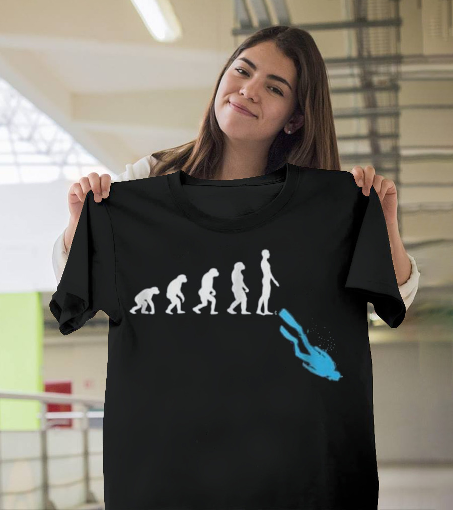 Funny Human Evolution Ocean Sea Scuba Dive T-Shirt
