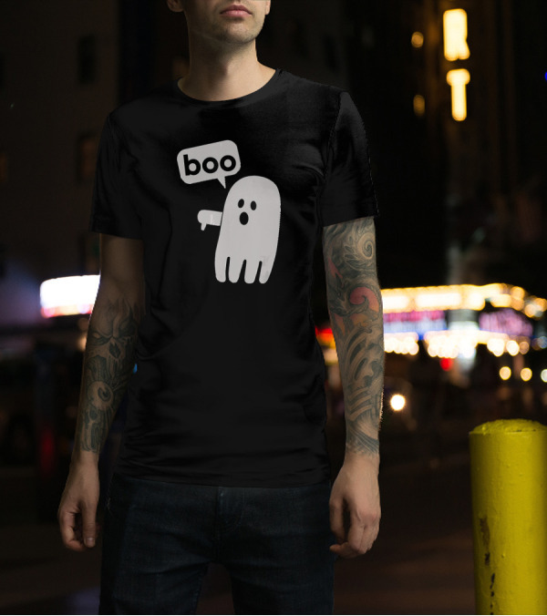 Boo Ghost With Thumbs Down Funny Halloween T-Shirt