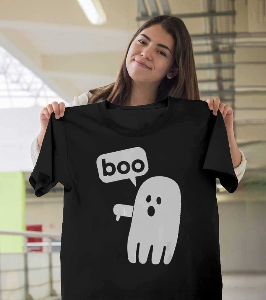 Boo Ghost With Thumbs Down Funny Halloween T-Shirt