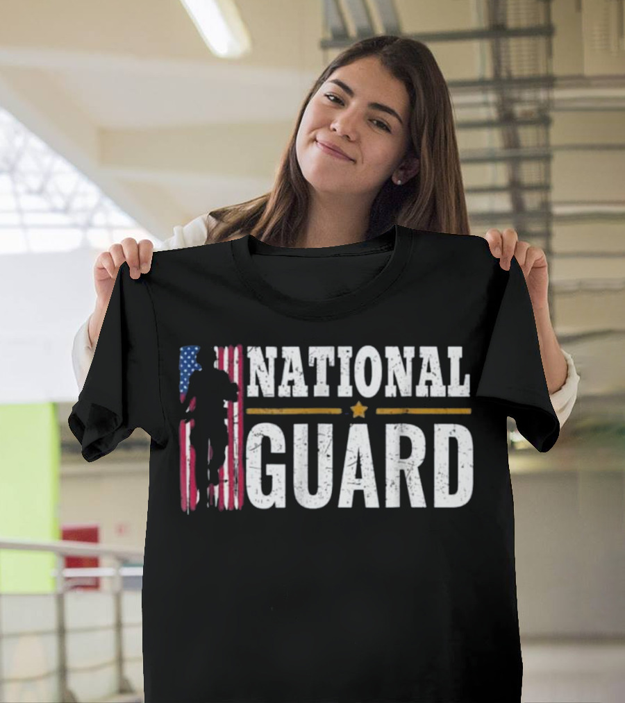 National Guard American Flag Silhouette Proud Patriot T-Shirt