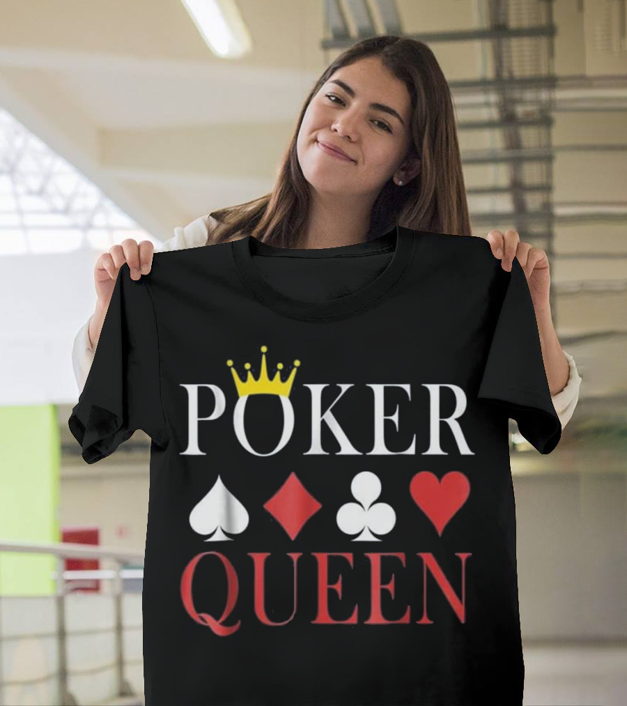 Poker Queen Four Suits Crown Spade Diamond Club Heart T-Shirt