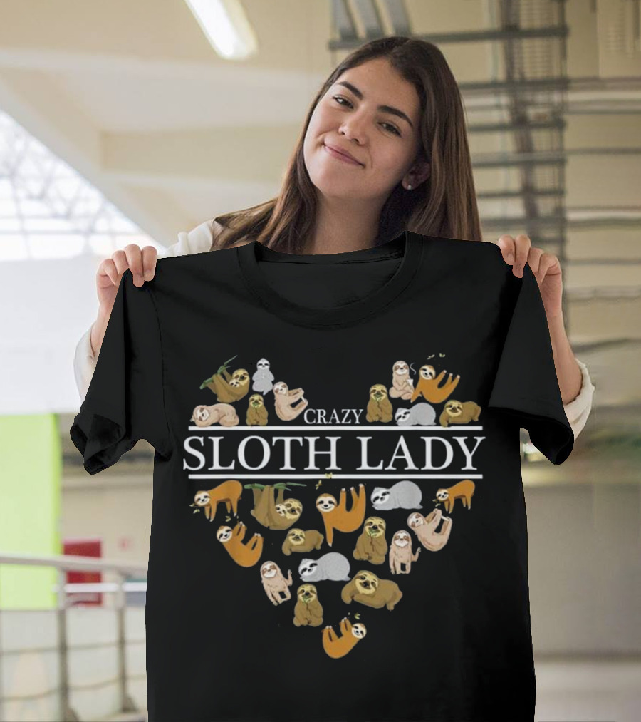 Crazy Sloth Lady Heartful Sloth Adoration T-Shirt