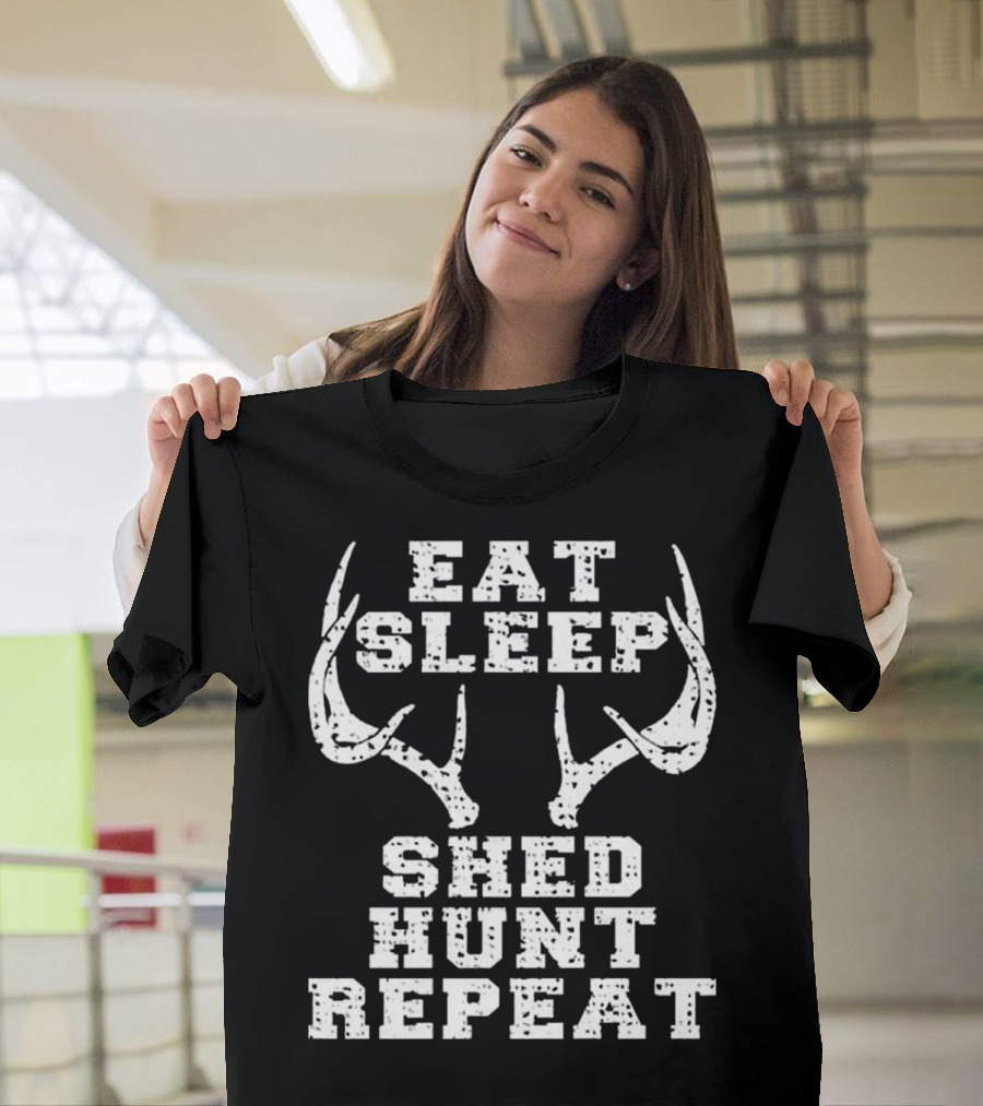 Eat Sleep Shed Hunt Repeat Deer Antler H T-Shirt
