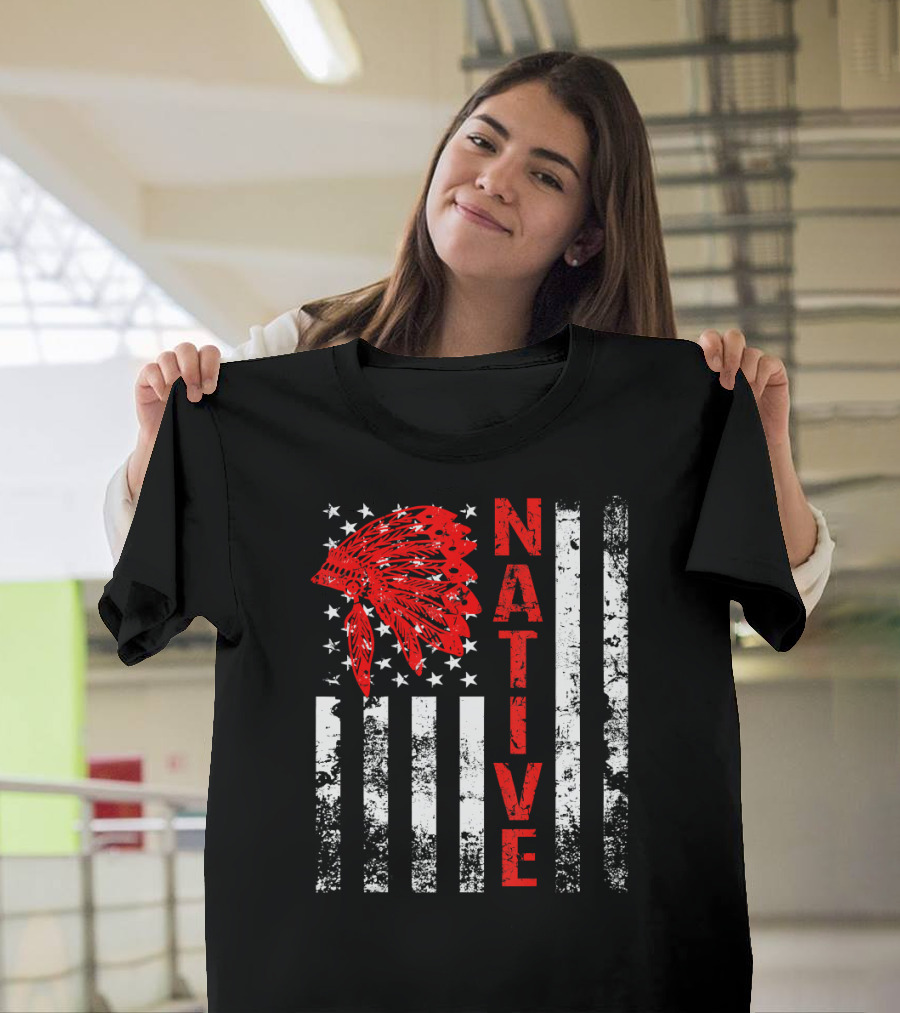 Native American Day Vintage Flag Native USA T-Shirt