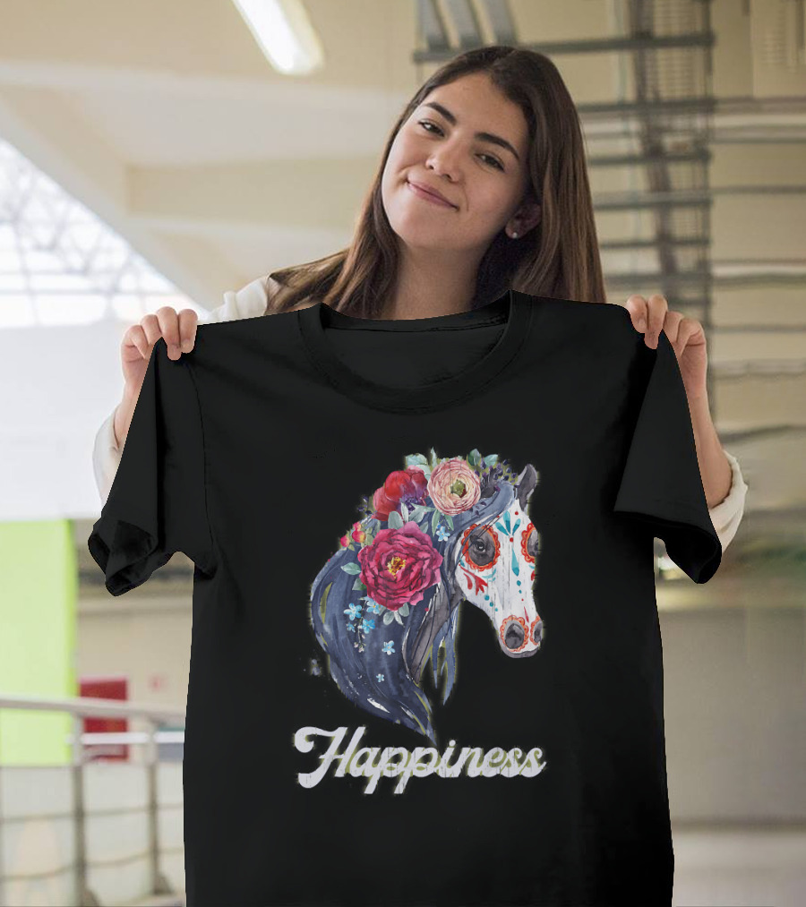 Happiness Horse Love Horses Riding Ri Floral Horse T-Shirt