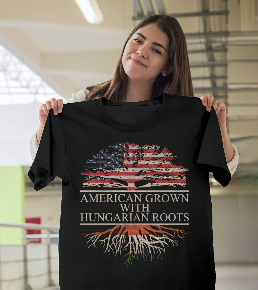 American Grown with Hungarian Roots Flag Tree T-Shirt