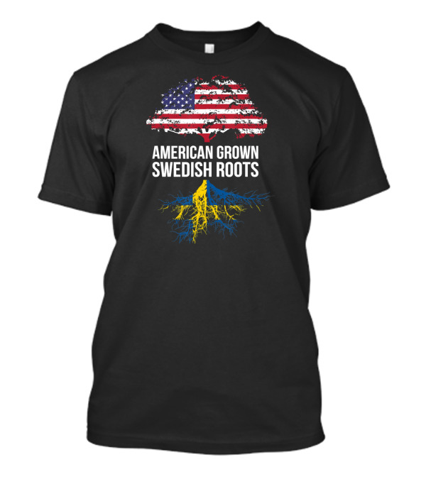 American Grown Swedish Roots USA Flag Tree Sweden Flag Roots T-Shirt