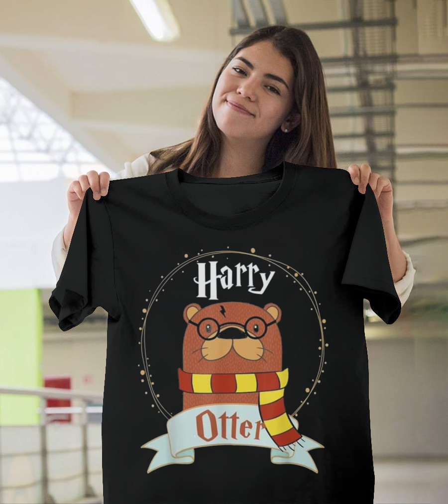 Harry Otter Funny Wizard Parody Magic Scarf Animal T-Shirt