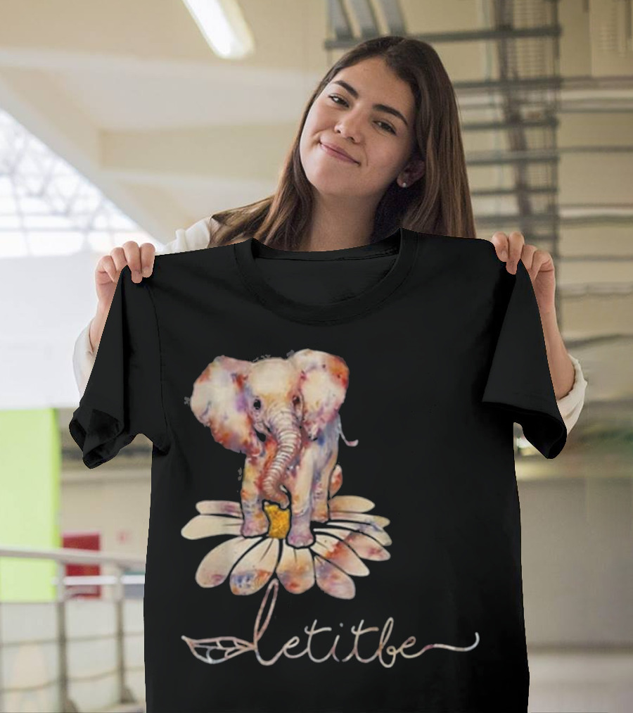 Elephant Let It Be Cute Elephant on Flower T-Shirt