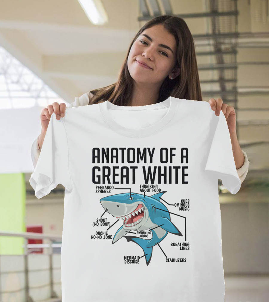 Anatomy Of A Great White Peekaboo Spheres Thinking About Food Cues Ominous Music Snout No Boop Ouchie No No Zone Swimming Wings Breathing Lines Mermai