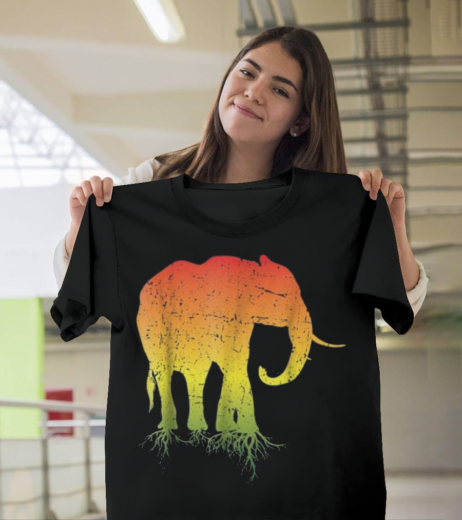 Elephant Spirit Animal Jungle Lover Colorful Roots T-Shirt