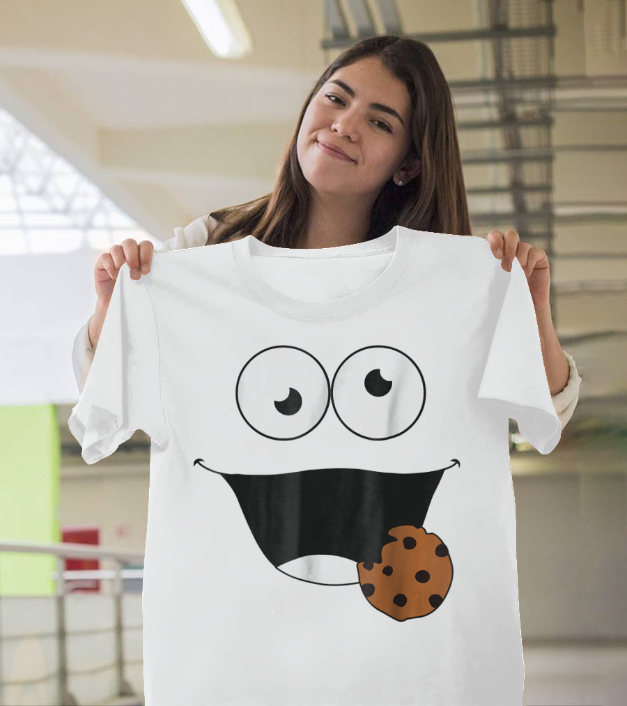 Cookie-Eating Scary Cute Monster Face T-Shirt