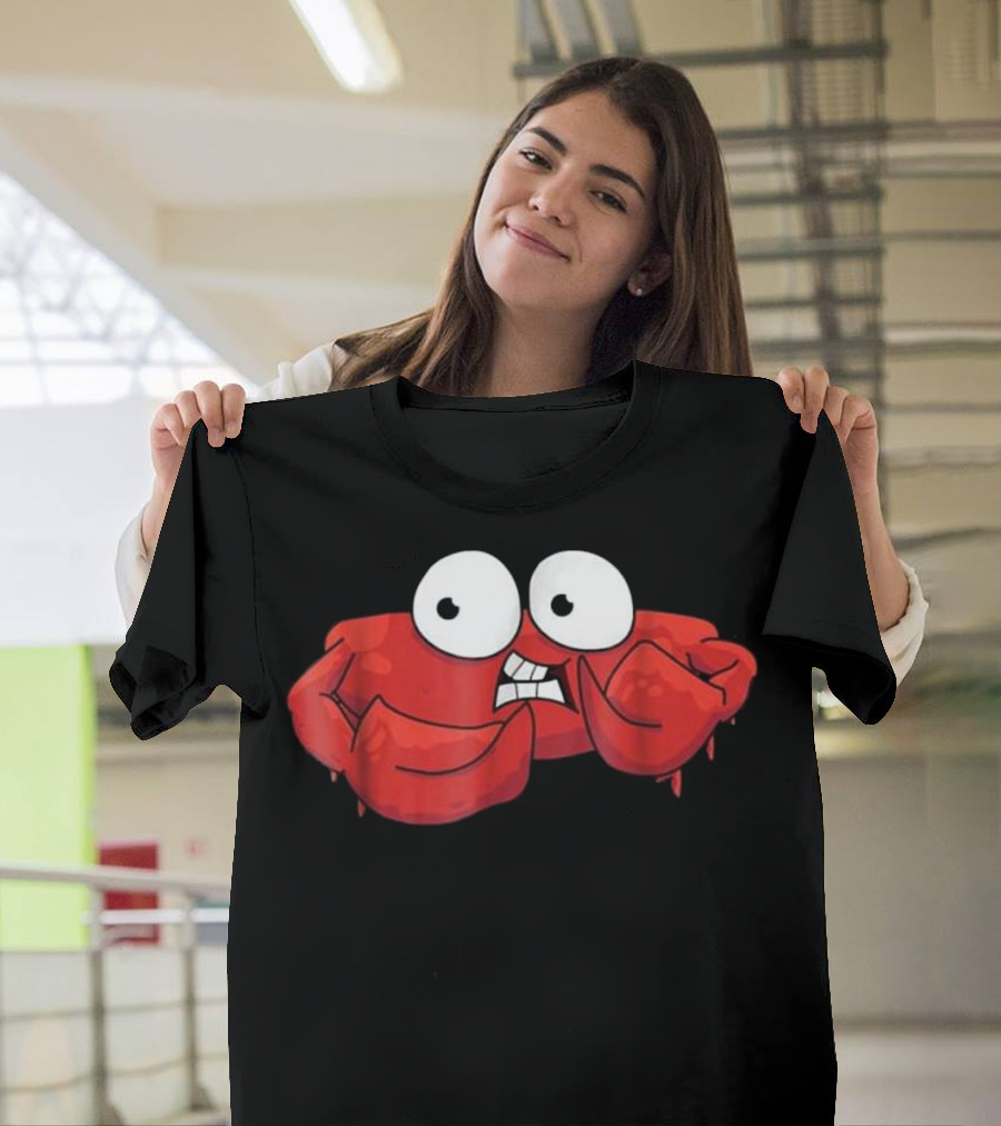 Scared Crab Seafood Restaurant Di Nervous Cartoon Crab T-Shirt