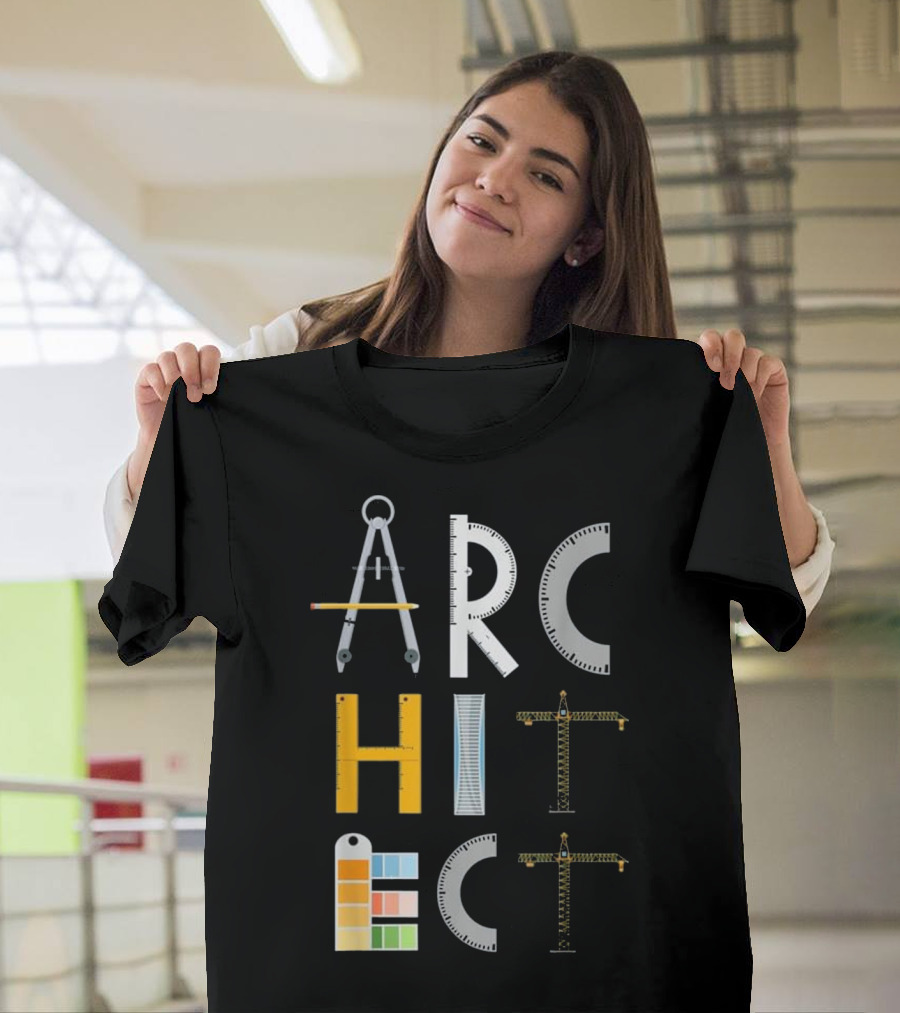 Architect Student Gifts Architecture Tools Blueprint T-Shirt