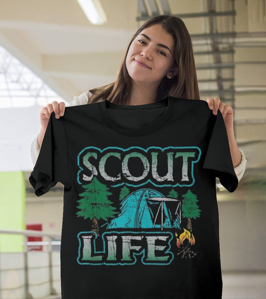Scout Life T Cub Camping Scouting Tent Campfire Forest T-Shirt
