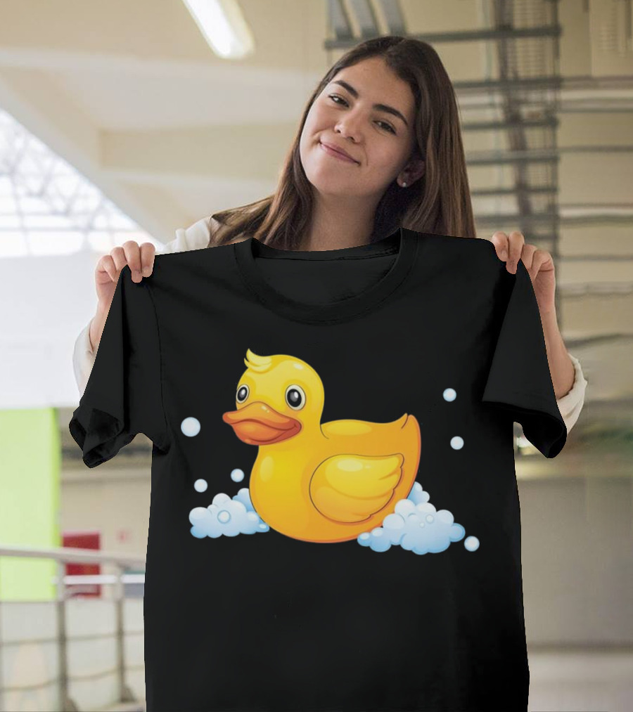Cute Yellow Rubber Ducky Bubbles Bath Image T-Shirt