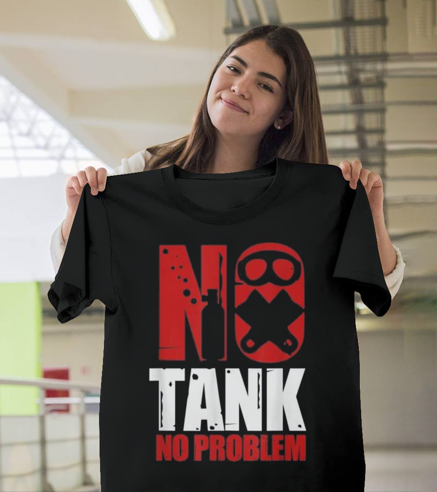 No Tank No Problem Diving Ocean Freediving Mask and Fin Icons T-Shirt