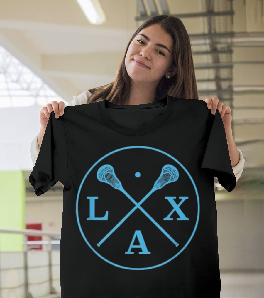 Lacrosse LAX Blue Team Collage Circle T-Shirt