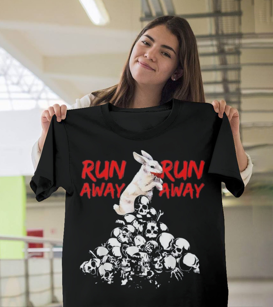 Run Away Killer Bunny Monty Grail Skull Pile T-Shirt