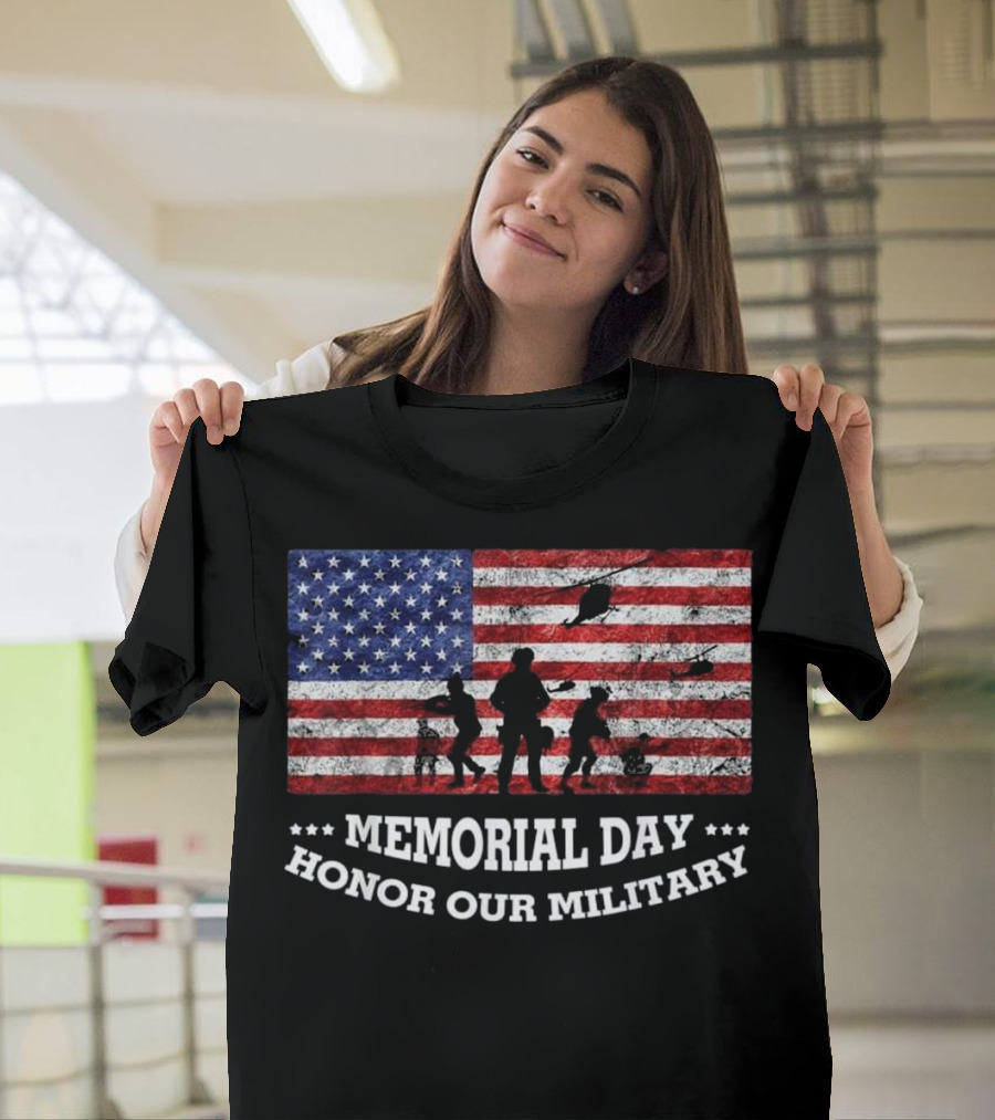 Memorial Day Honor Our Military Soldiers American Flag T-Shirt