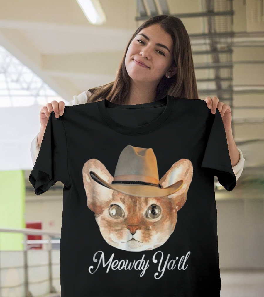 Meowdy Ya'll Texas Cowboy Cat with Hat T-Shirt