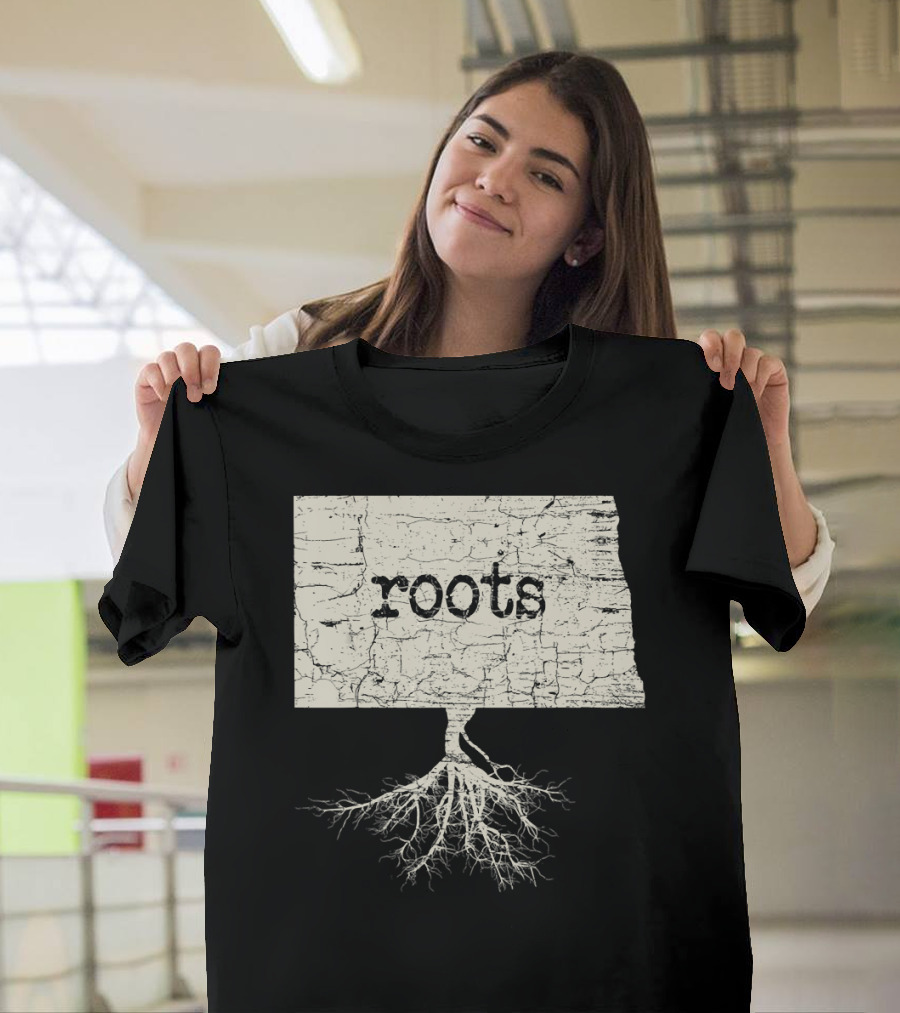 North Dakota Roots Vintage Native Symbol Map T-Shirt