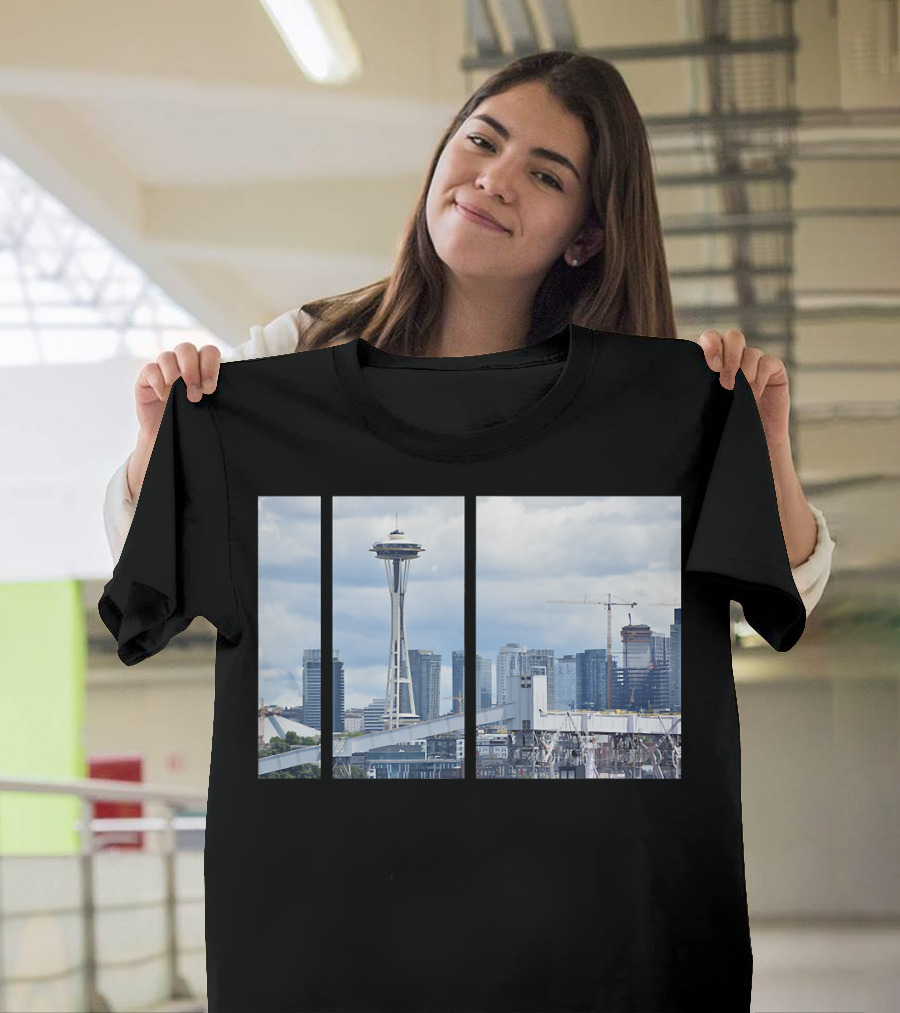 Seattle Space Needle Skyline Modern Photo T-Shirt