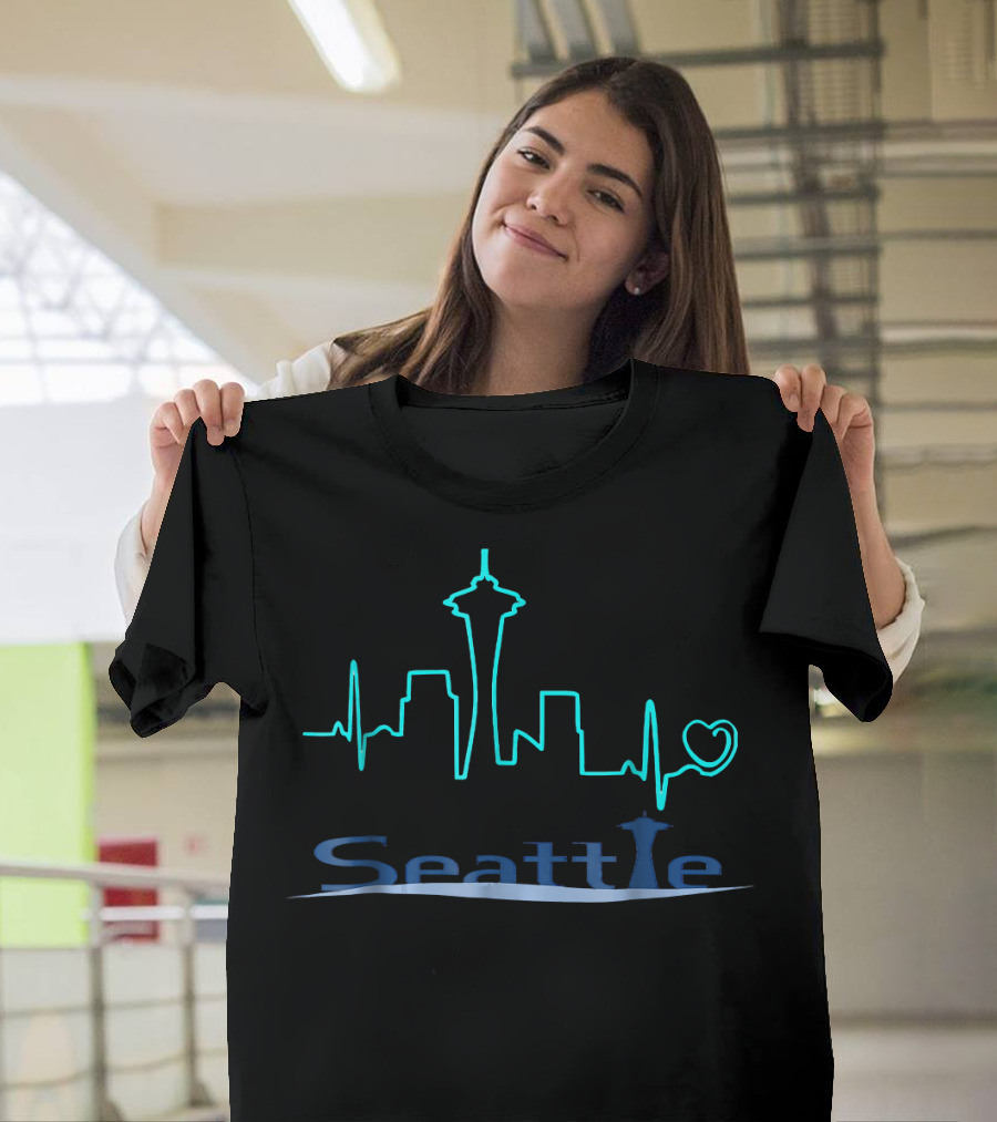 Seattle Skyline Space Needle Heartbeat T-Shirt