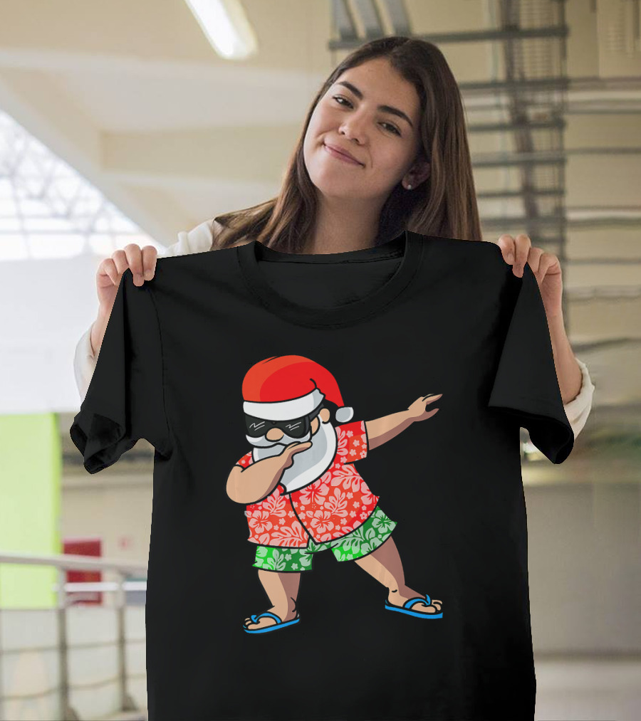 Santa Dabbing in Hawaiian Holiday Shirt Christmas in July T-Shirt