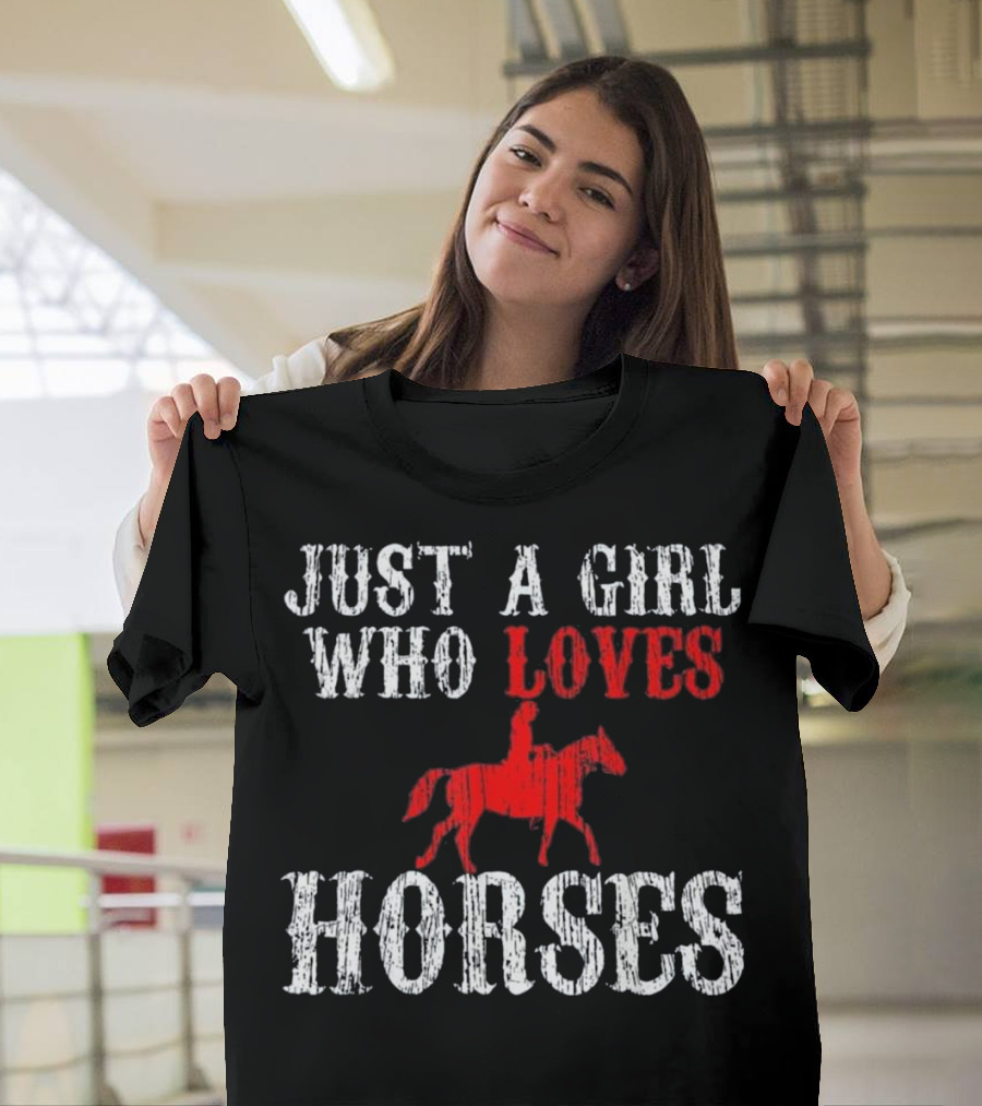 Just a Girl Who Loves Horses Vintage Horse Rider T-Shirt