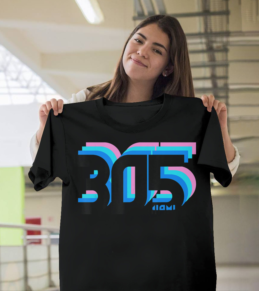305 Miami Retro Neon T-Shirt