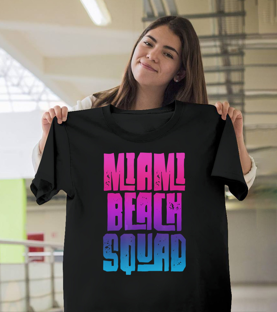 Miami Beach Squad Group Trip Vac Retro Gradient T-Shirt