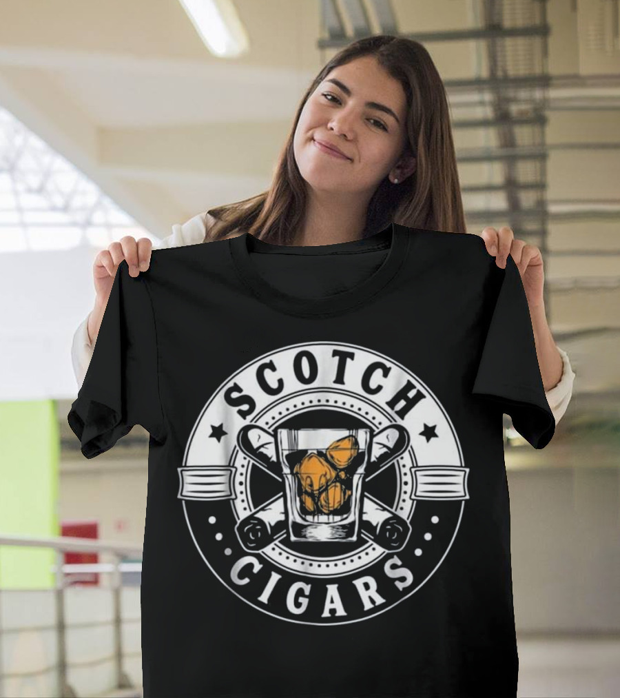 Scotch and Cigars Whiskey Glass Iconic Fun T-Shirt