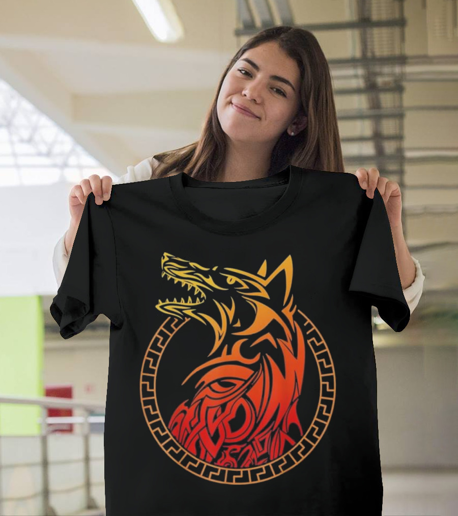 Fenrir The Nordic Wolf Mythology Tribal T-Shirt