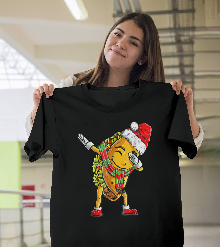 Dabbing Taco Santa Christmas Kids Bowler Hat T-Shirt