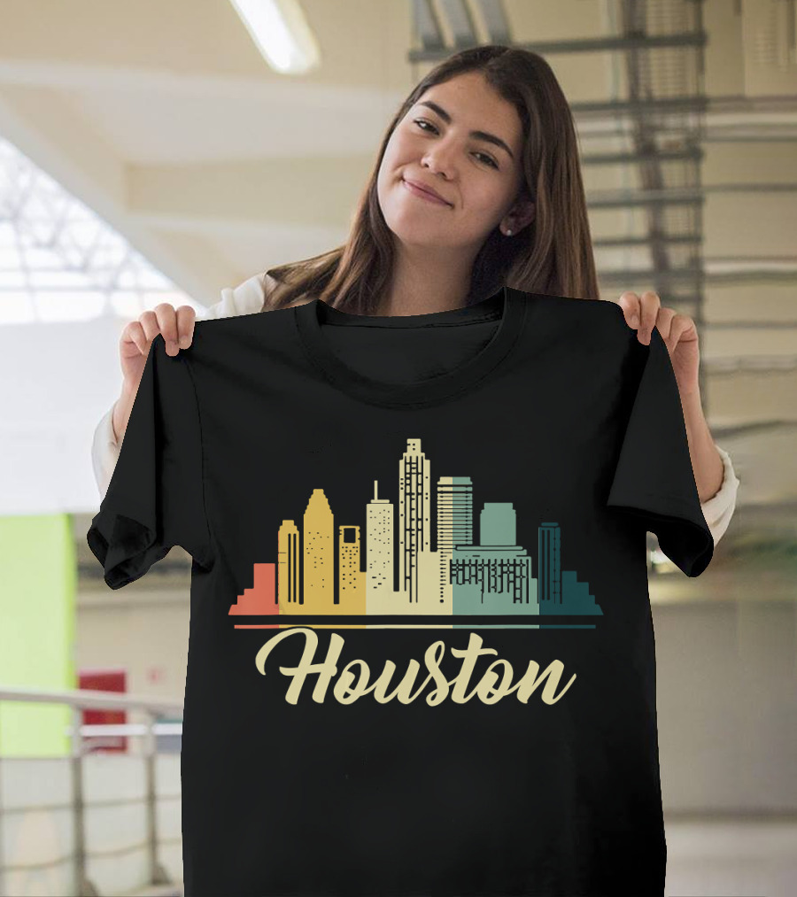 Houston Texas Skyline Retro Cityscape T-Shirt