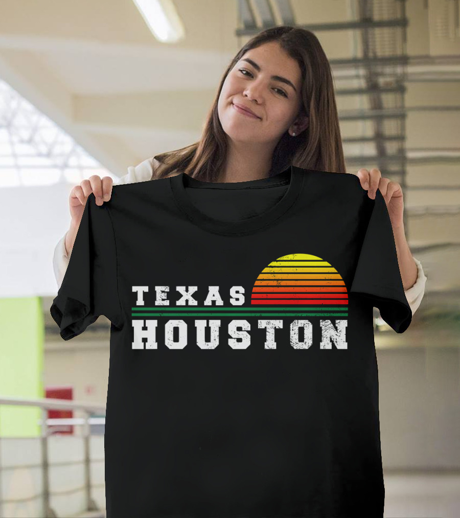 Texas Houston Distressed Sunset Souvenir T-Shirt